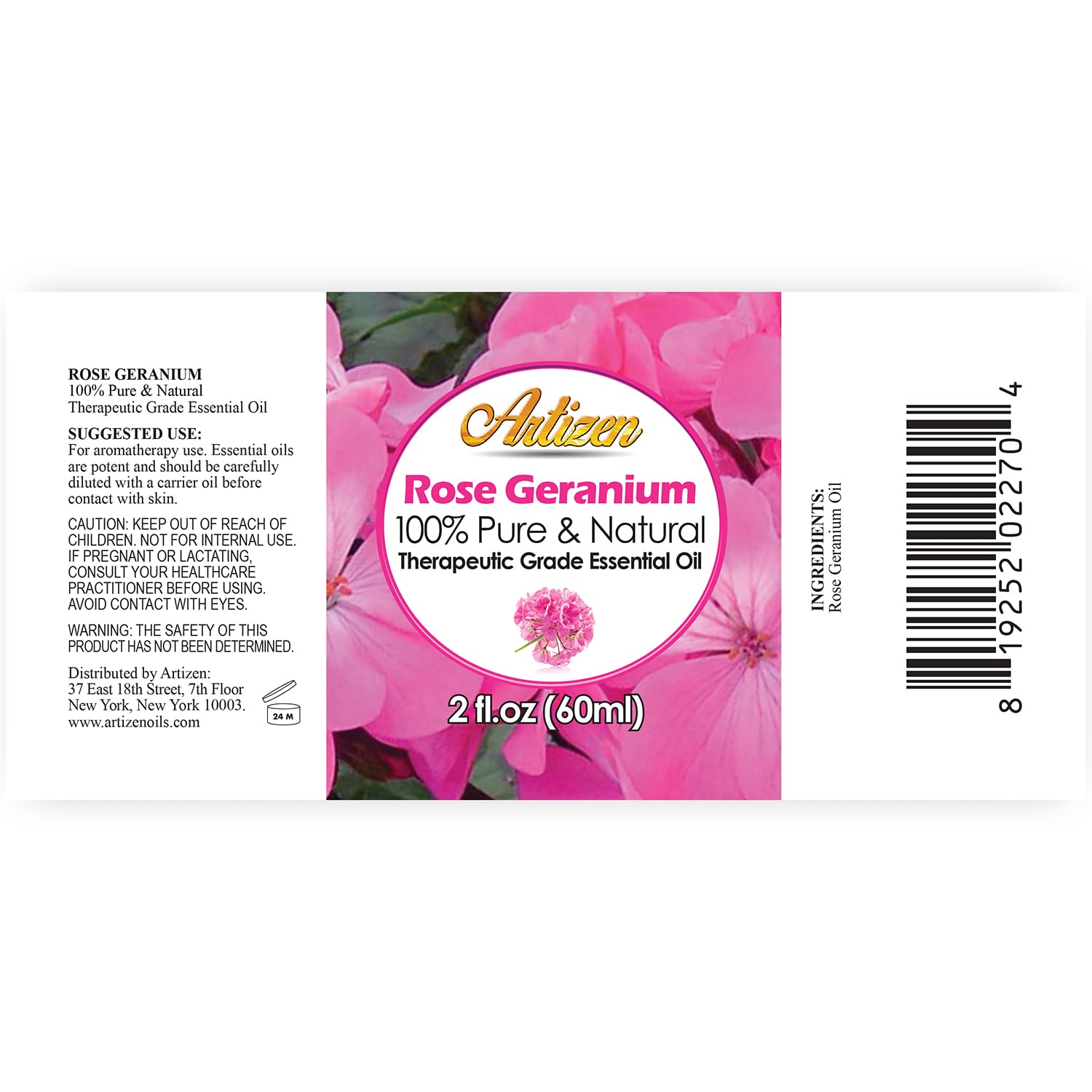 Artizen Rose Geranium Oil dropper-cap for precise use.