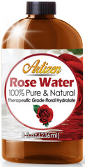 Artizen Rosewater 8oz bottle with floral aroma for skin care and aromatherapy.