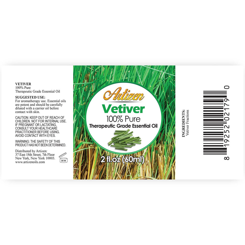 Artizen Vetiver oil with dropper for precise dosing in blends.