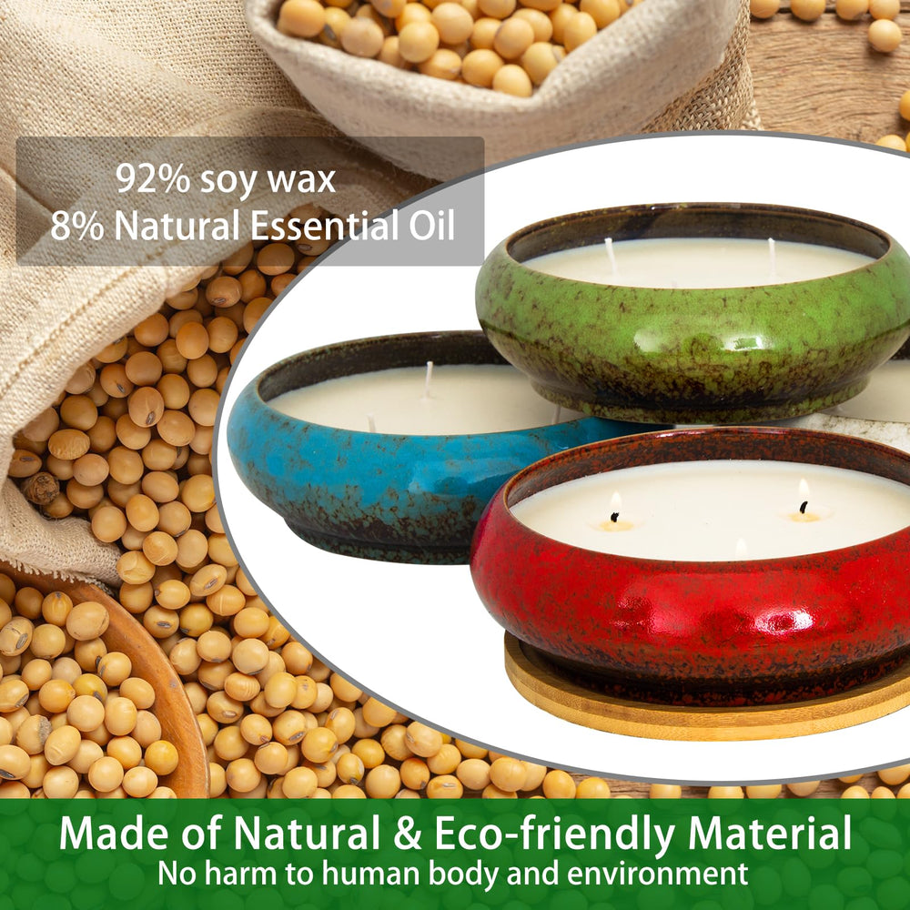 ARTKETTY soy wax candle with 3 wicks provides a clean burn and richer aroma.