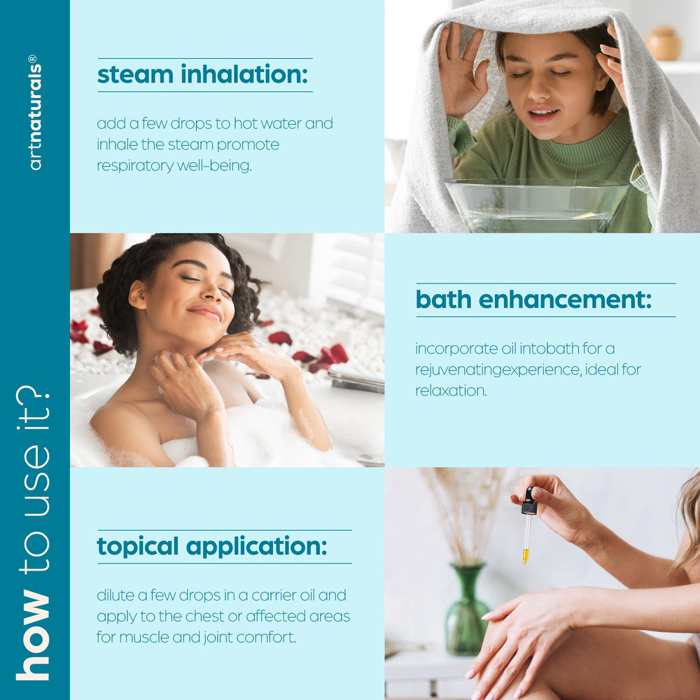 ArtNaturals eucalyptus essential oil beside spa and bath essentials.