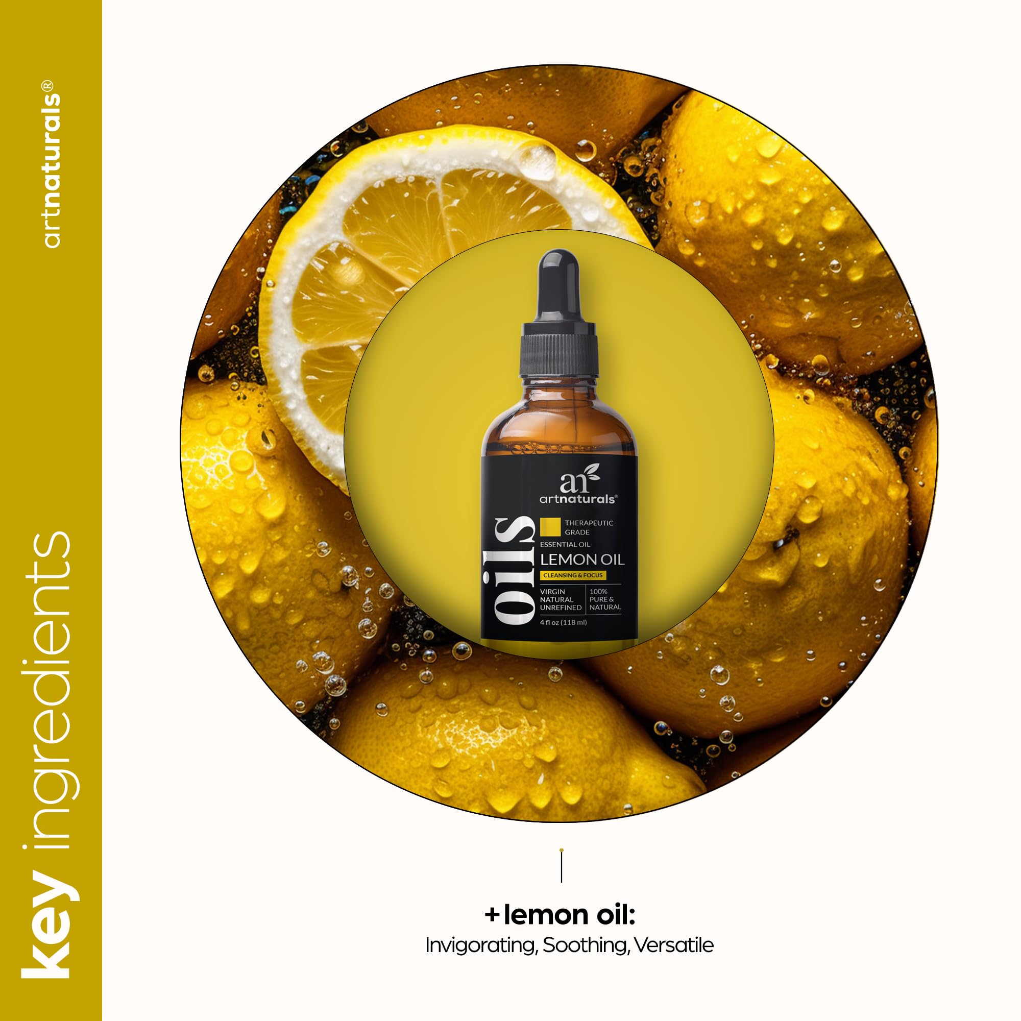 Artnaturals Lemon Essential Oil featured in DIY skincare recipes for radiance