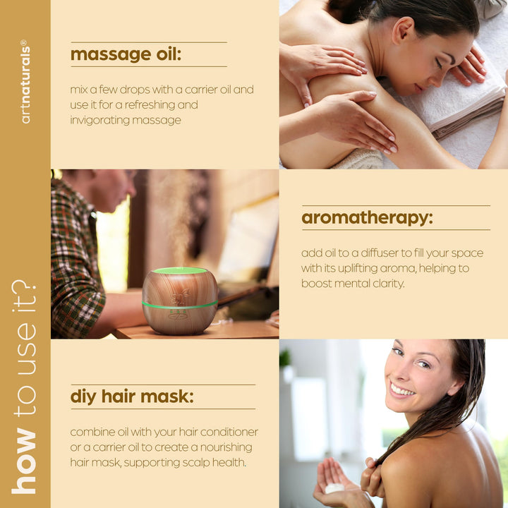 Artnaturals lemongrass diffuser setup for calming aromatherapy sessions.