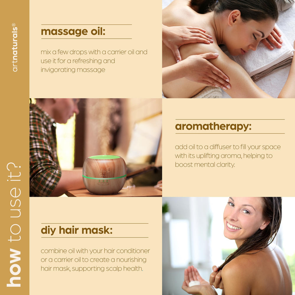 Artnaturals lemongrass diffuser setup for calming aromatherapy sessions.