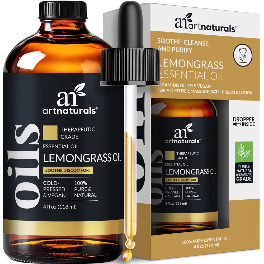 Artnaturals lemongrass oil bottle pour with a crisp citrus aroma for diffusion.