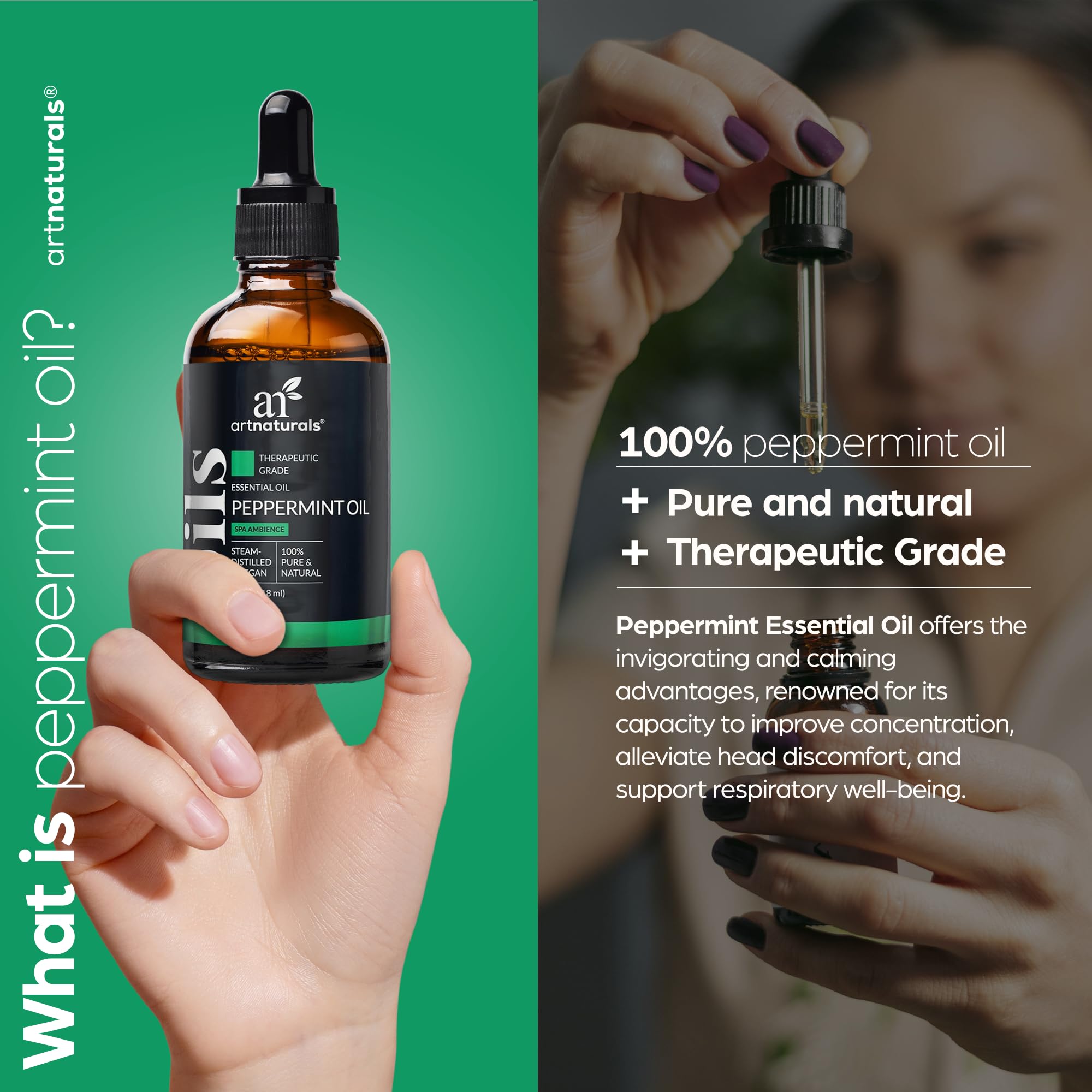 artnaturals Peppermint Oil in DIY beauty blends for skincare recipes.