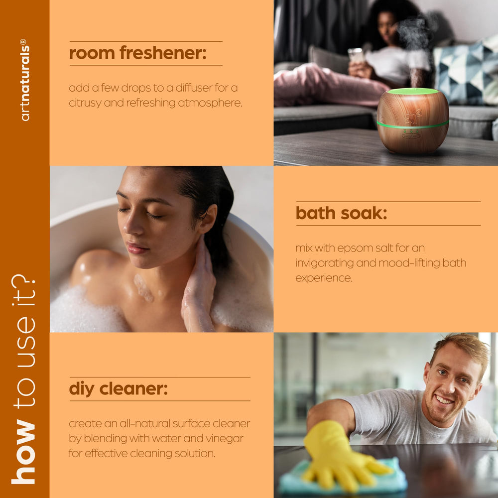 ArtNaturals Sweet Orange Oil in bath for a refreshing self-care moment.