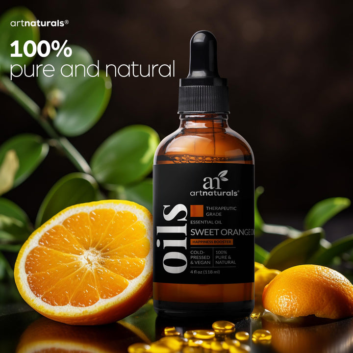 ArtNaturals Sweet Orange Oil ideal for massage oil blends and relaxation.