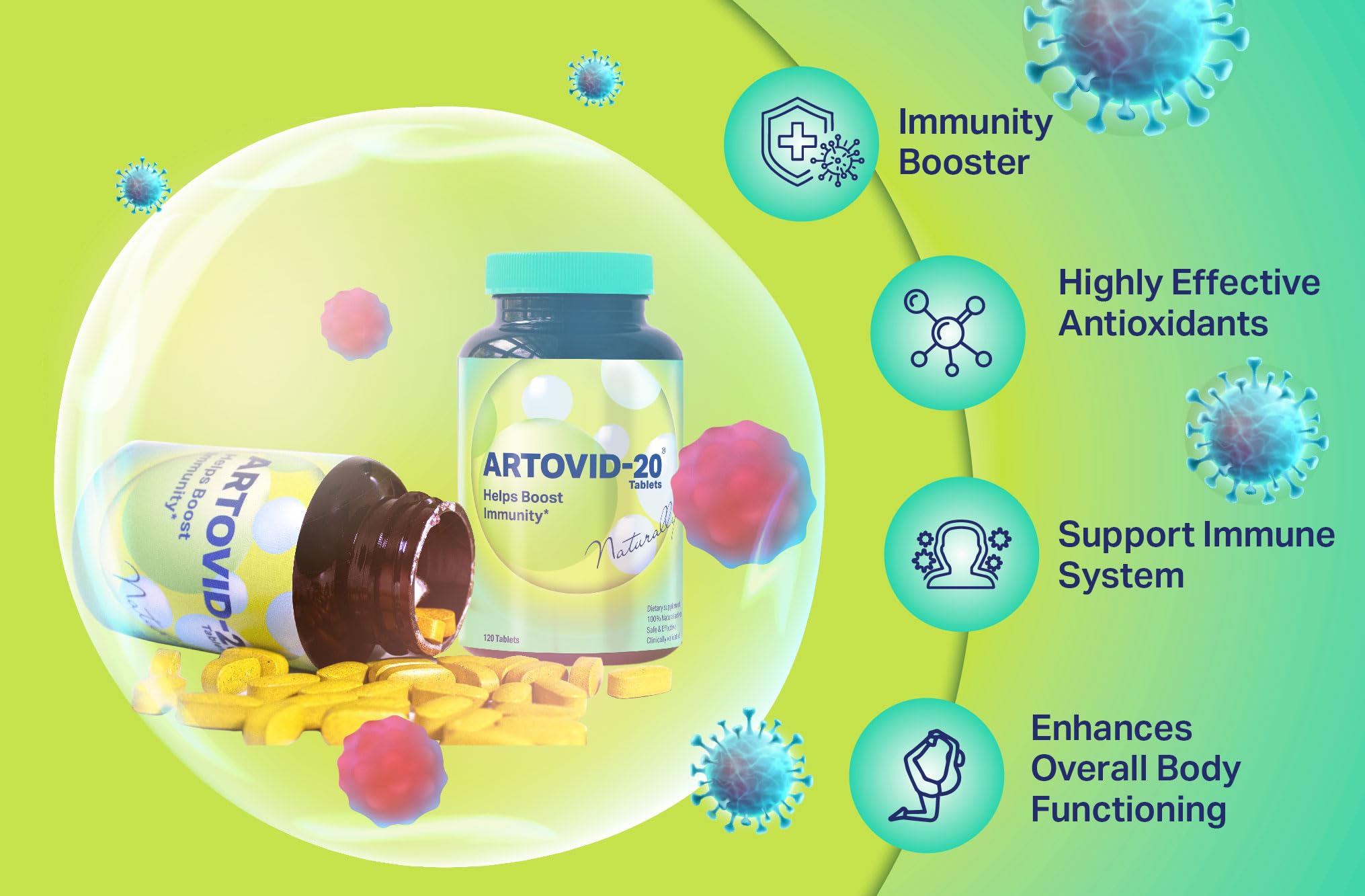 ARTOVID-20 Immune label detail highlights safety and usage.