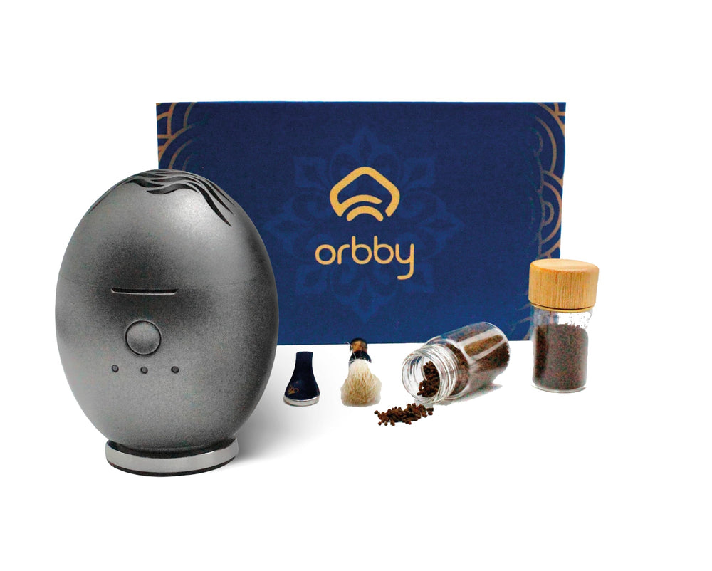 Artronic Orbby diffuser front view on a clean desk showing compact cordless design