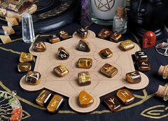 Arts Of India Tiger Eye rune stone natural patterns highlight crystal texture