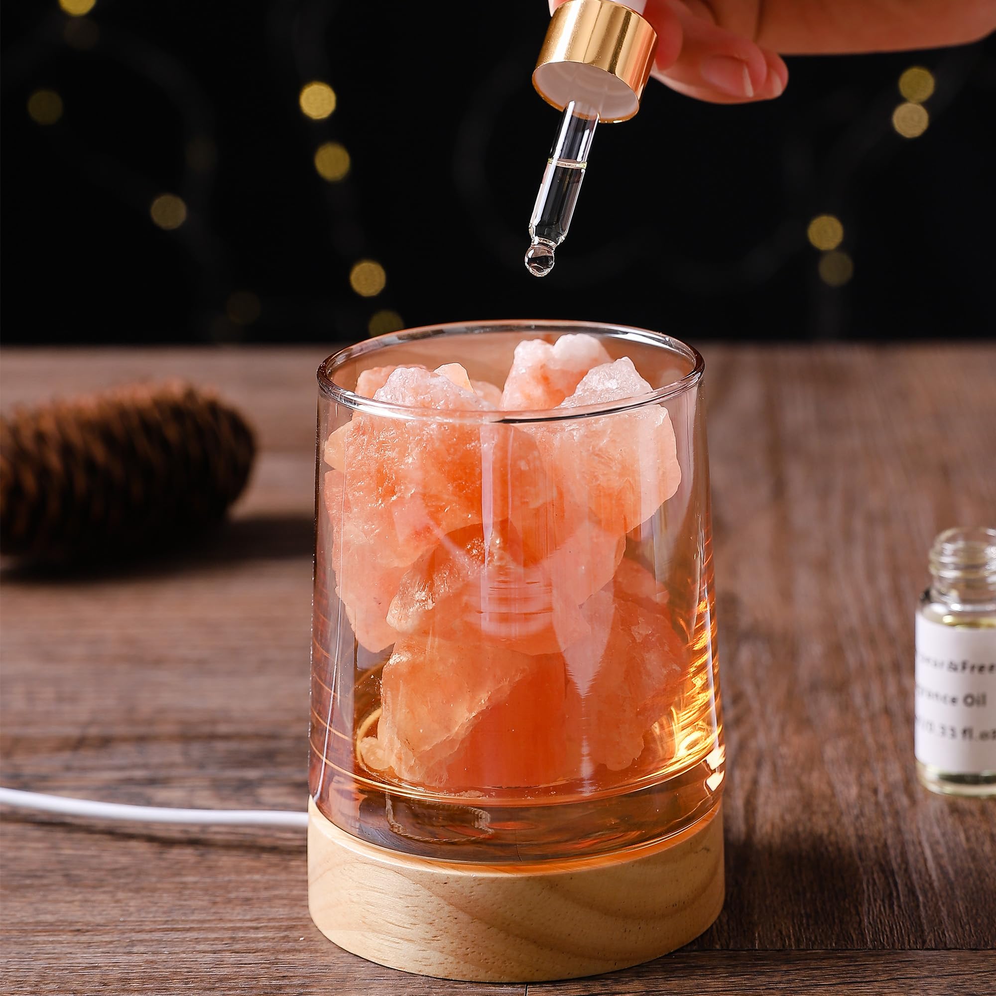 ARTXZDZ Himalayan salt stone diffuser with lavender oil creating a natural ambient aroma