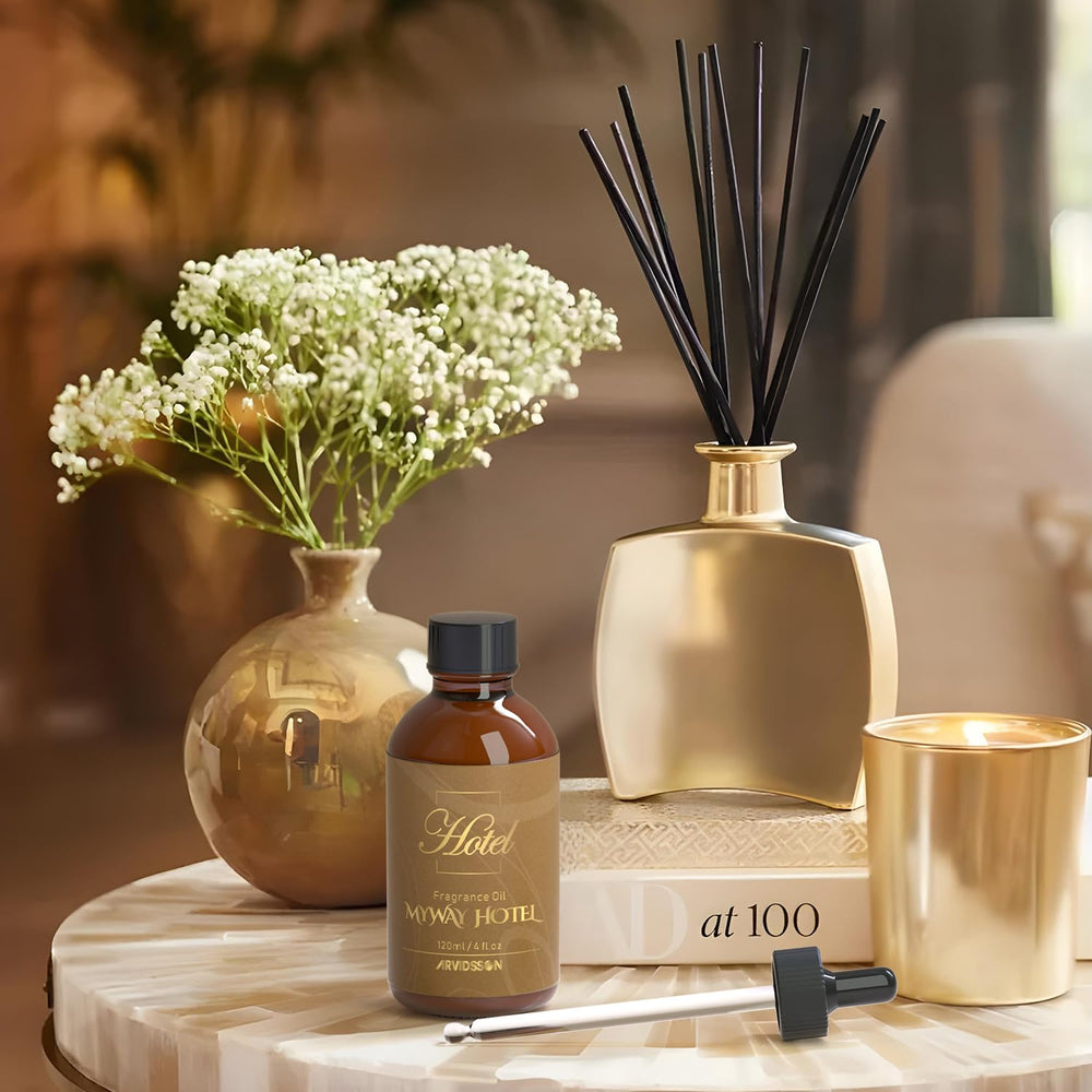 ARVIDSSON Amber glass bottle preserves fragrance and elevates decor.