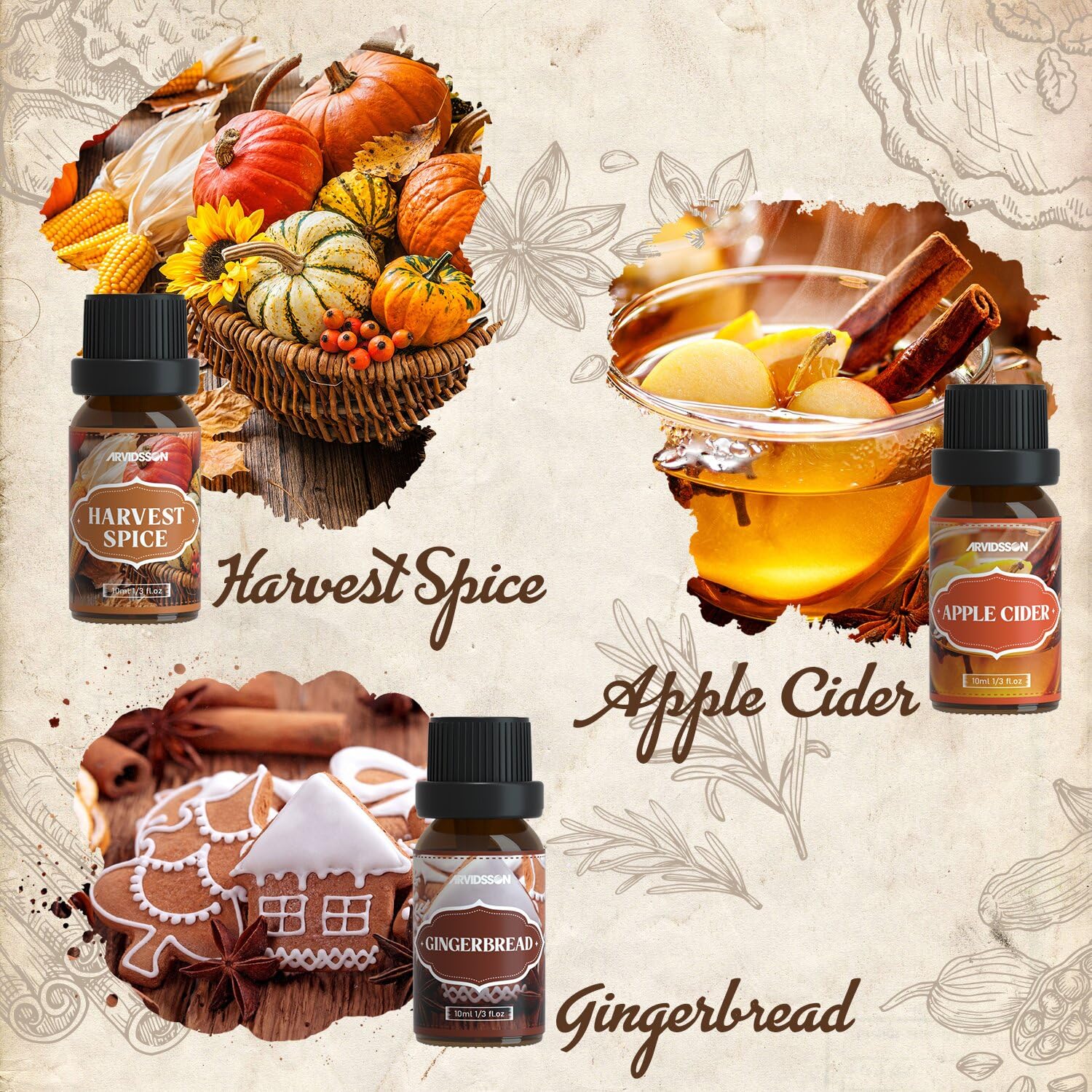 ARVIDSSON apple cider oil bottle ideal for diffuser blends.