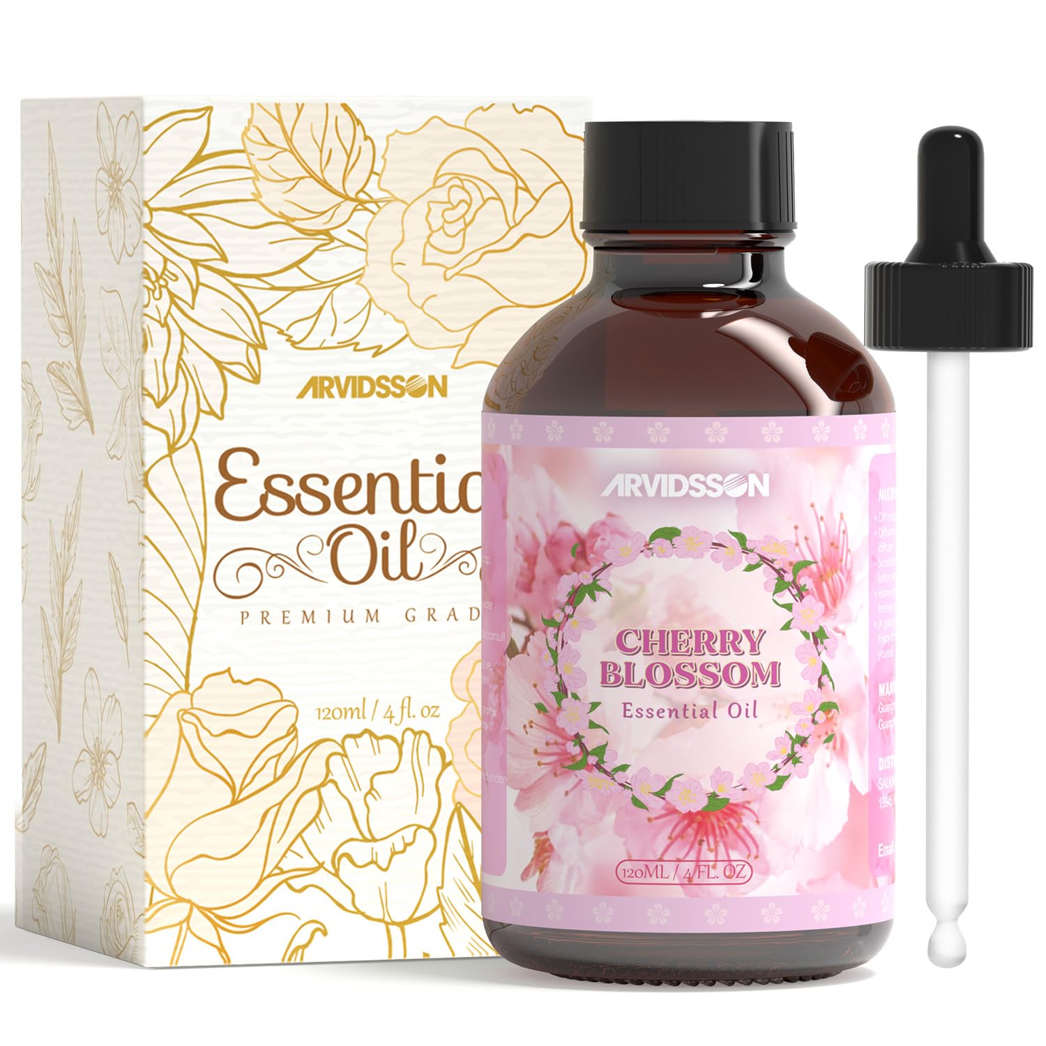 ARVIDSSON Cherry Blossom essential oil bottle for diffusion and calm ambiance.