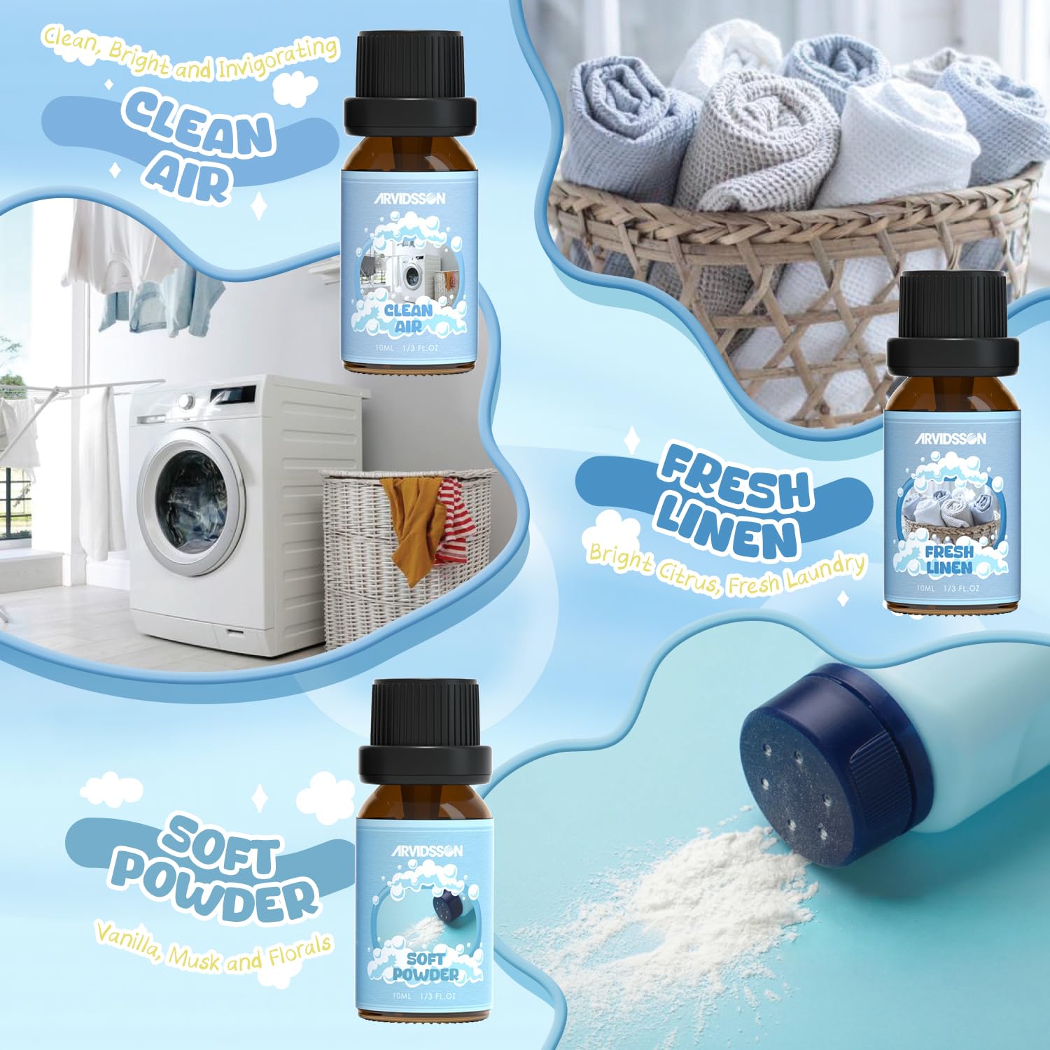 ARVIDSSON Clean Cotton close-up suggests fabric care and uplifting room scent.