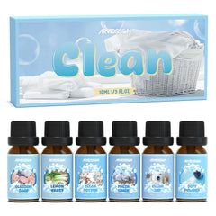 ARVIDSSON Clean Essential Oils Set with 6x10ml bottles for home fragrance and diffusion.