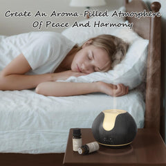 ARVIDSSON diffuser dark wood finish complements home decor while filling space with aroma.