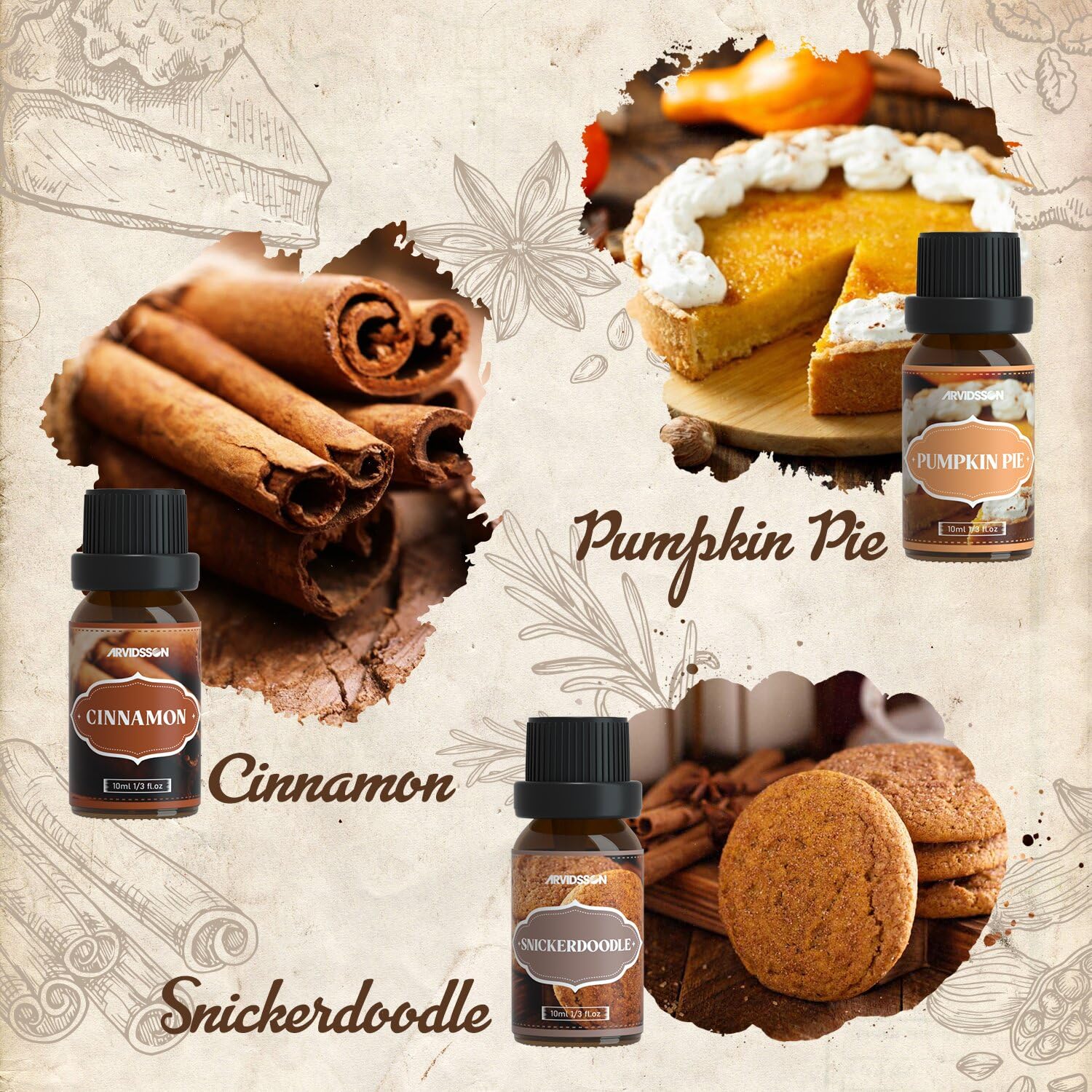 ARVIDSSON harvest spice oil bottle adds warm ambiance to rooms.