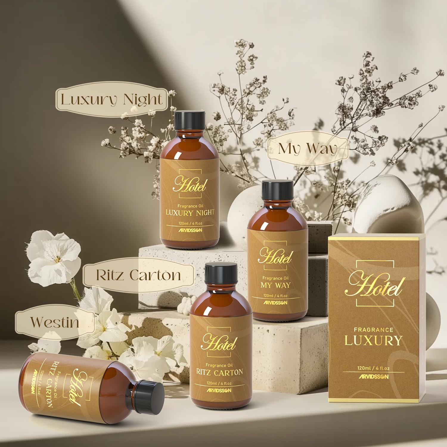 ARVIDSSON luxury hotel fragrance collection for home spa
