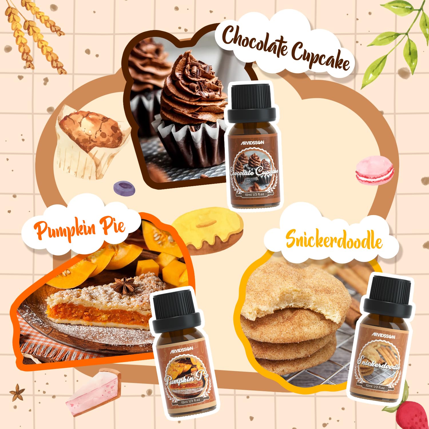 ARVIDSSON snickerdoodle fragrance oil bottle delivers warm spice notes for diffusers or crafts