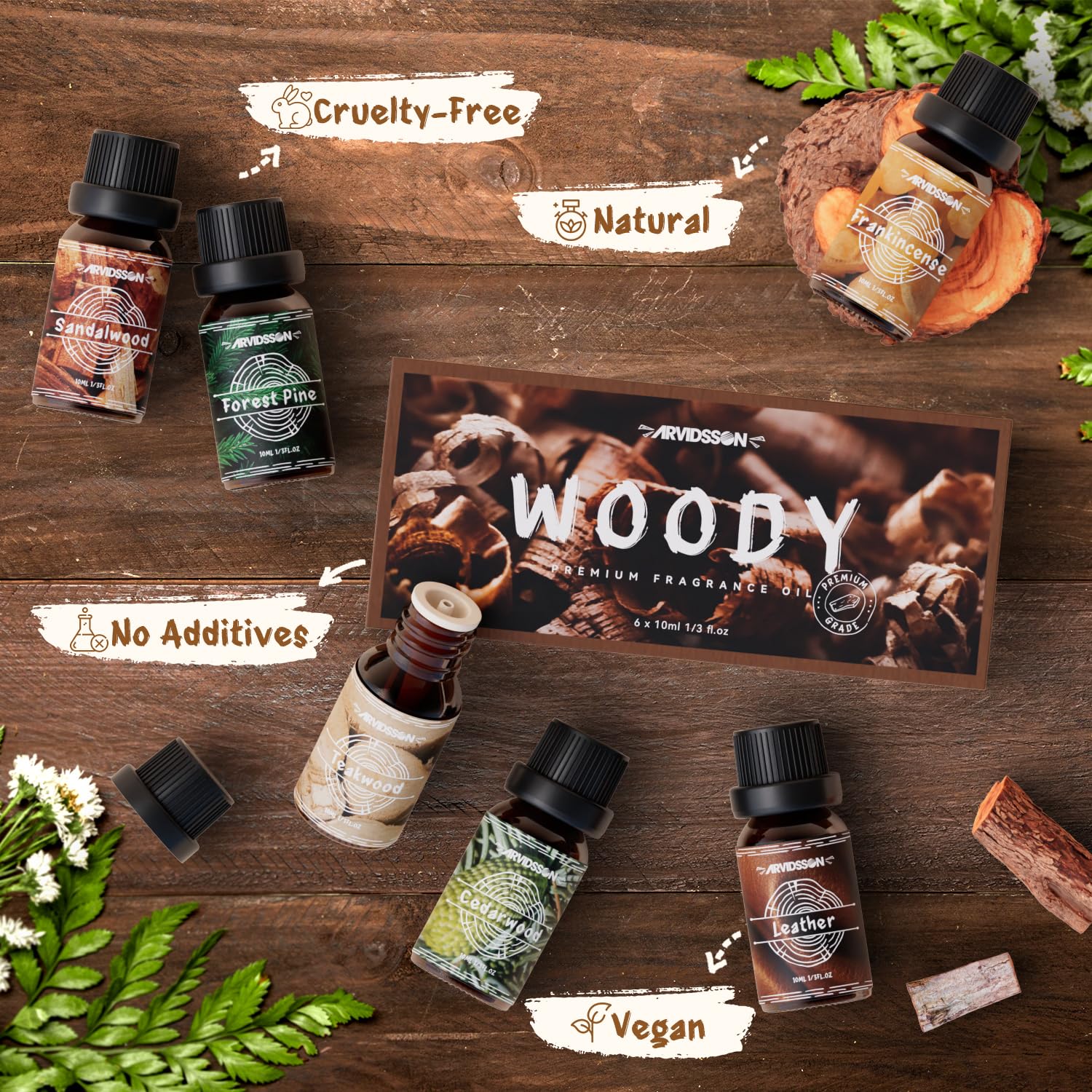 ARVIDSSON Cedarwood bottle—calming scent for laundry and diffusers.