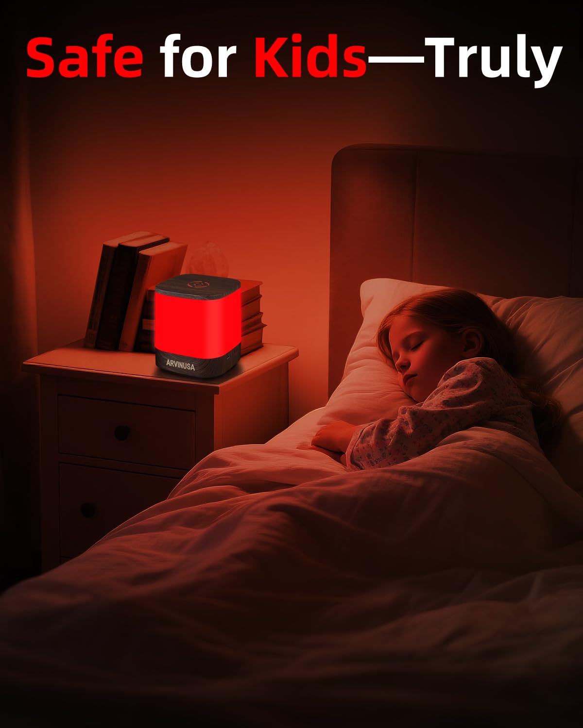 ARVINUSA baby-friendly red light for nursery checks without waking.