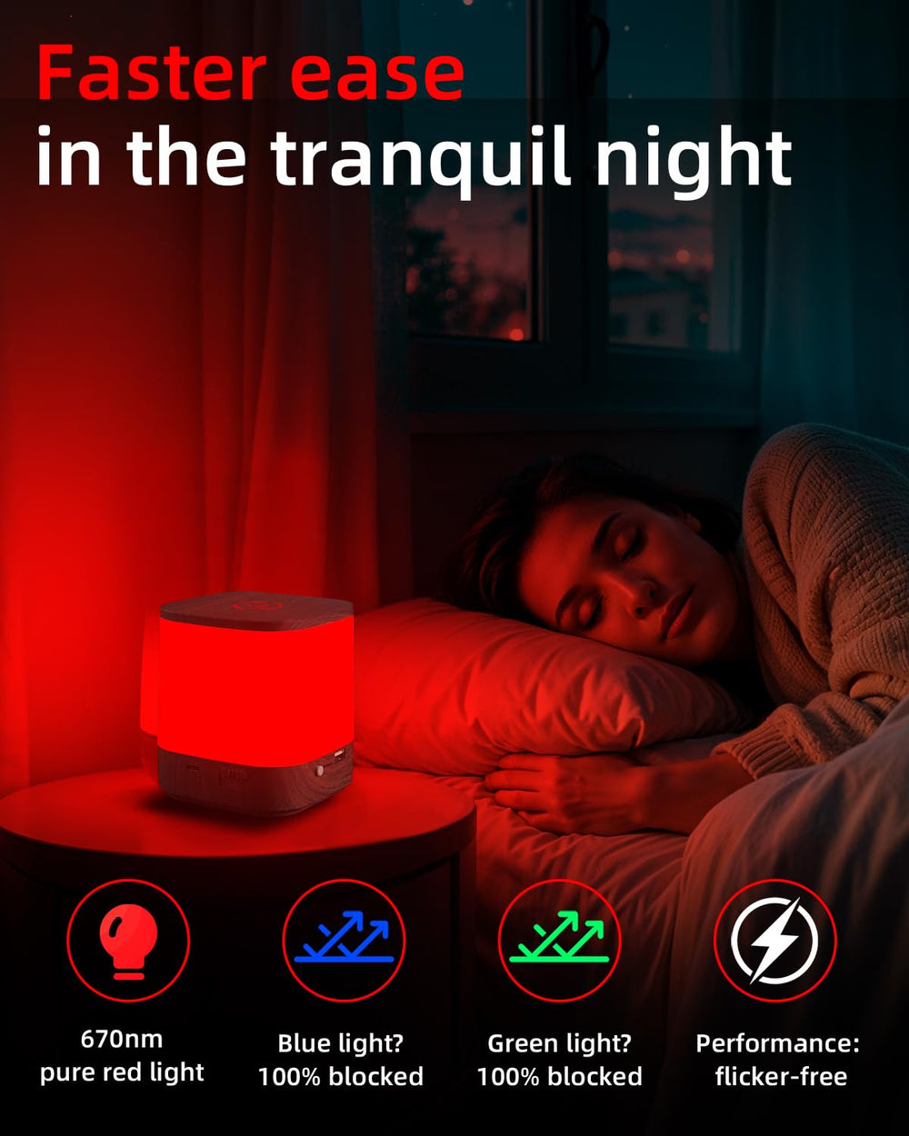 ARVINUSA red light lamp brightness levels ideal for late-night reading.