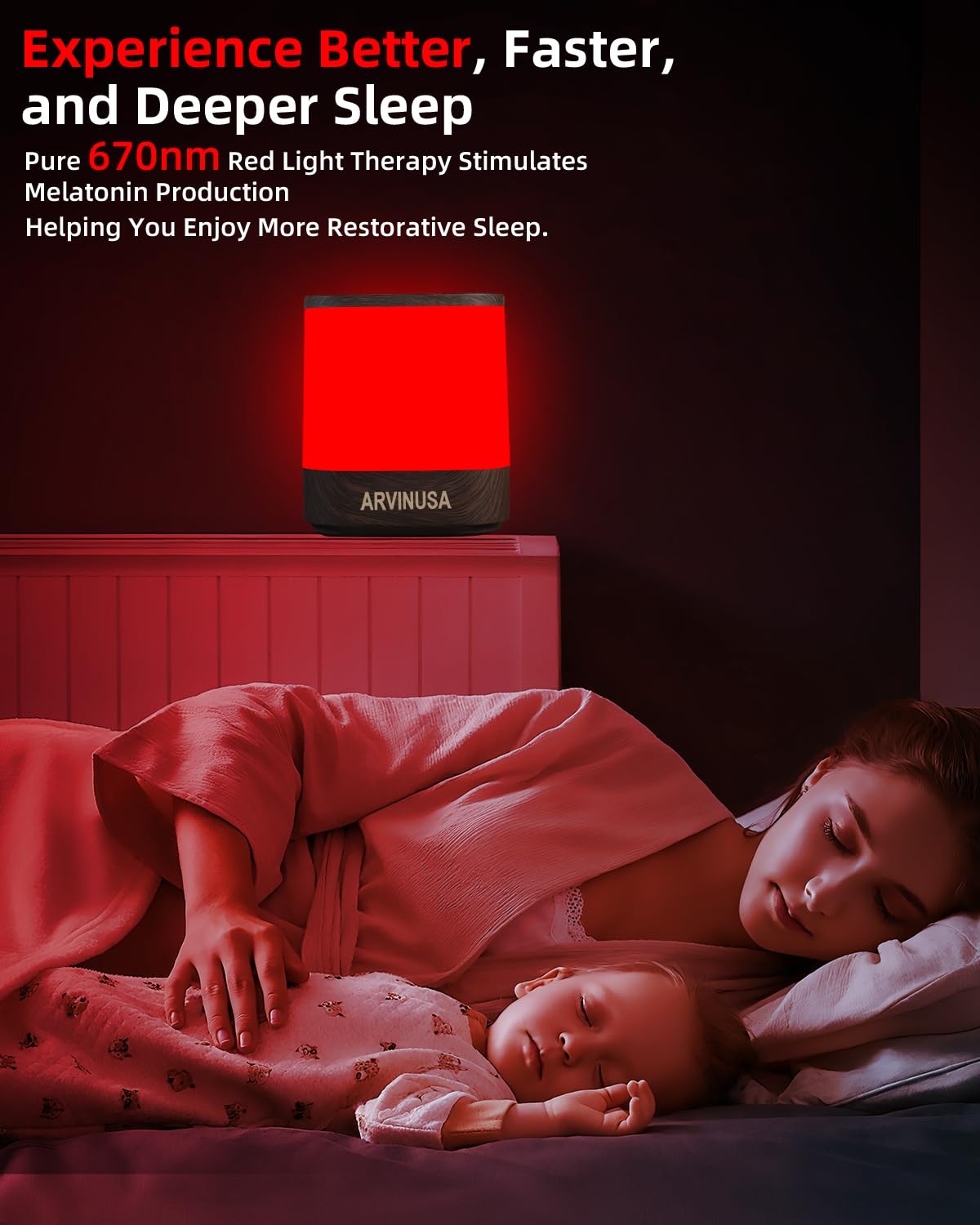ARVINUSA two-color red light lamp switch with warm glow options.