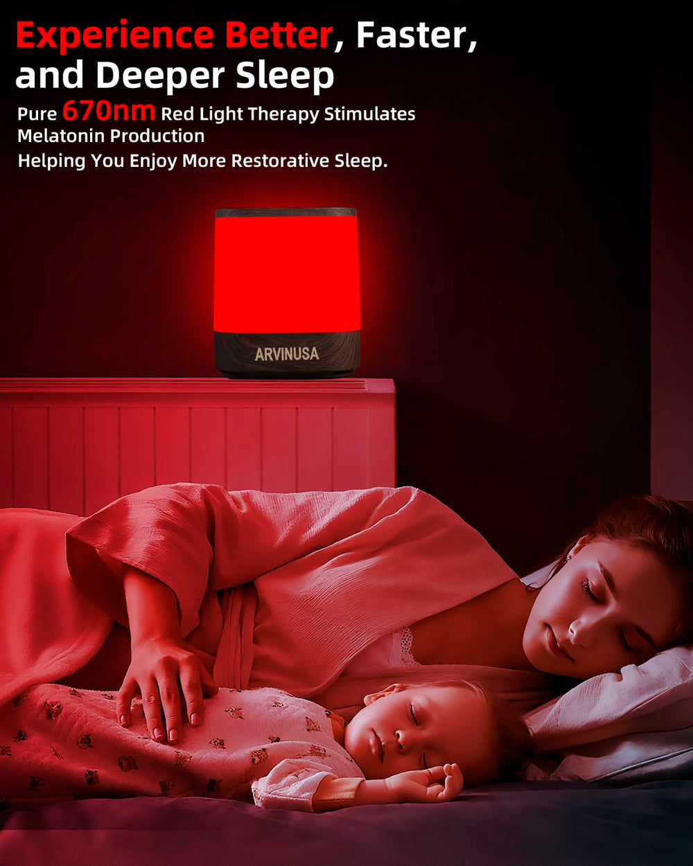 ARVINUSA two-color red light lamp switch with warm glow options.