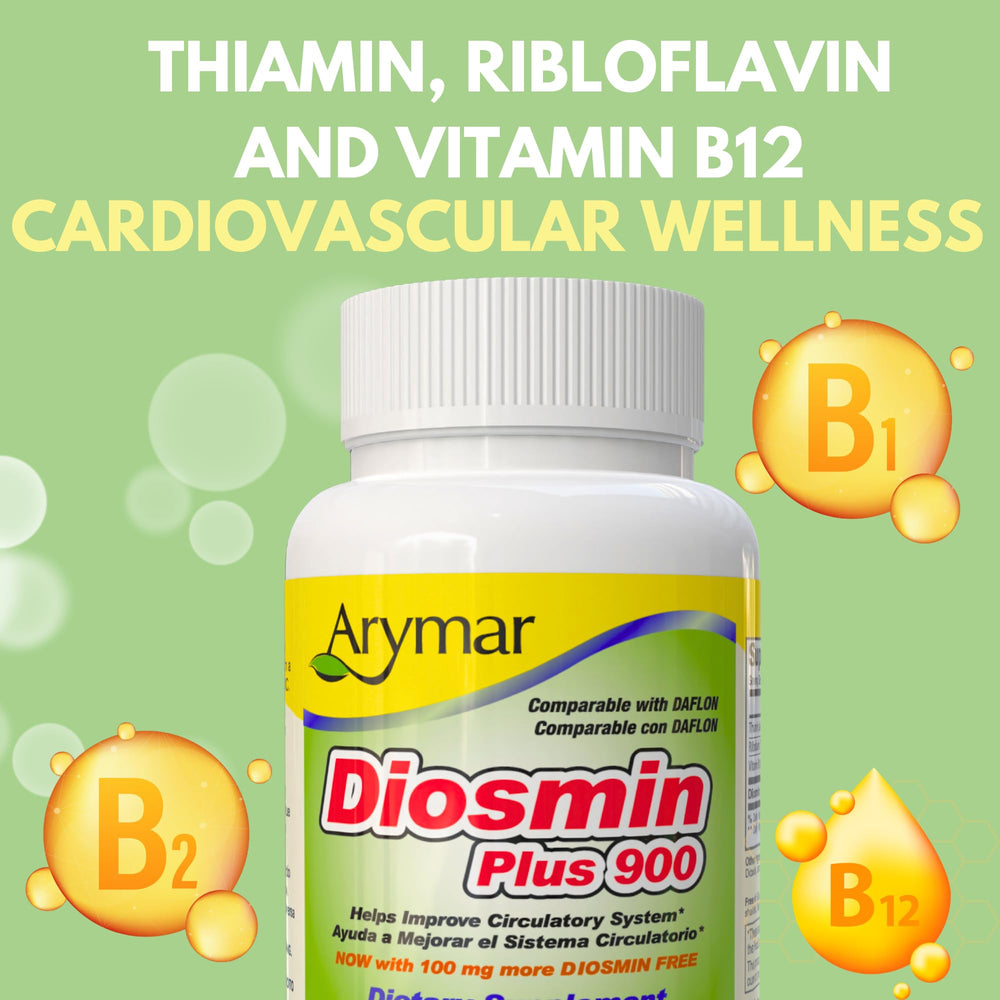 Arymar Diosmin Plus 900 capsules close-up for easy daily dose.