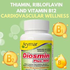 Arymar Diosmin Plus 900 capsules close-up for easy daily dose.