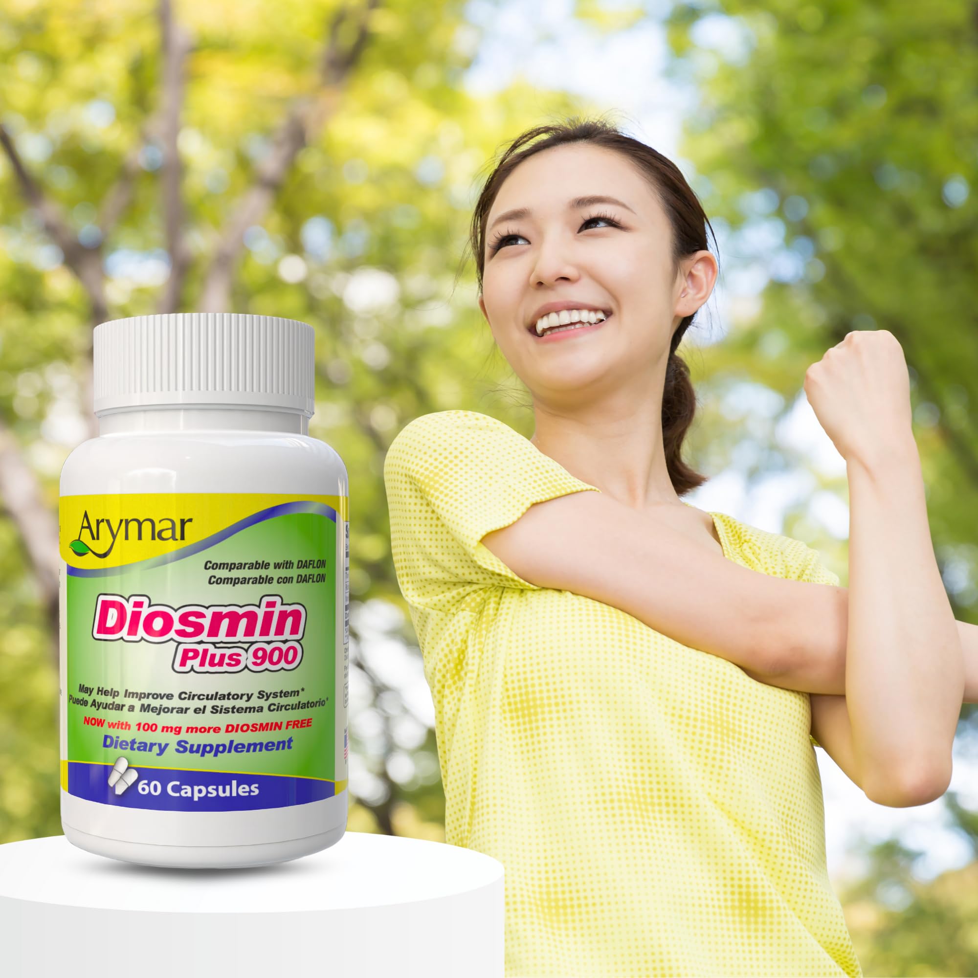 Arymar Diosmin Plus 900 packaging box highlights natural ingredients.
