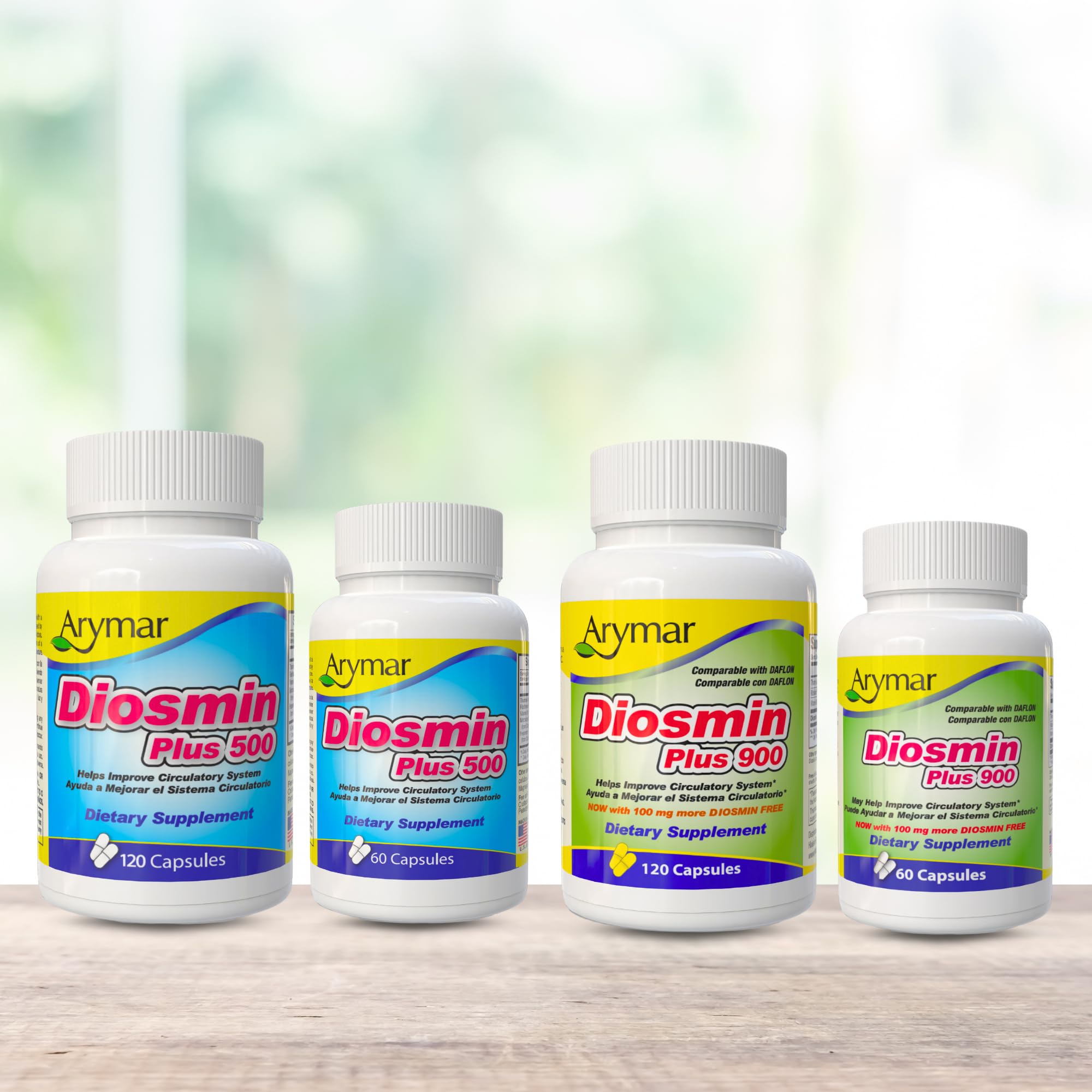 Arymar Diosmin Plus 900 two-month supply packaging emphasizes value.