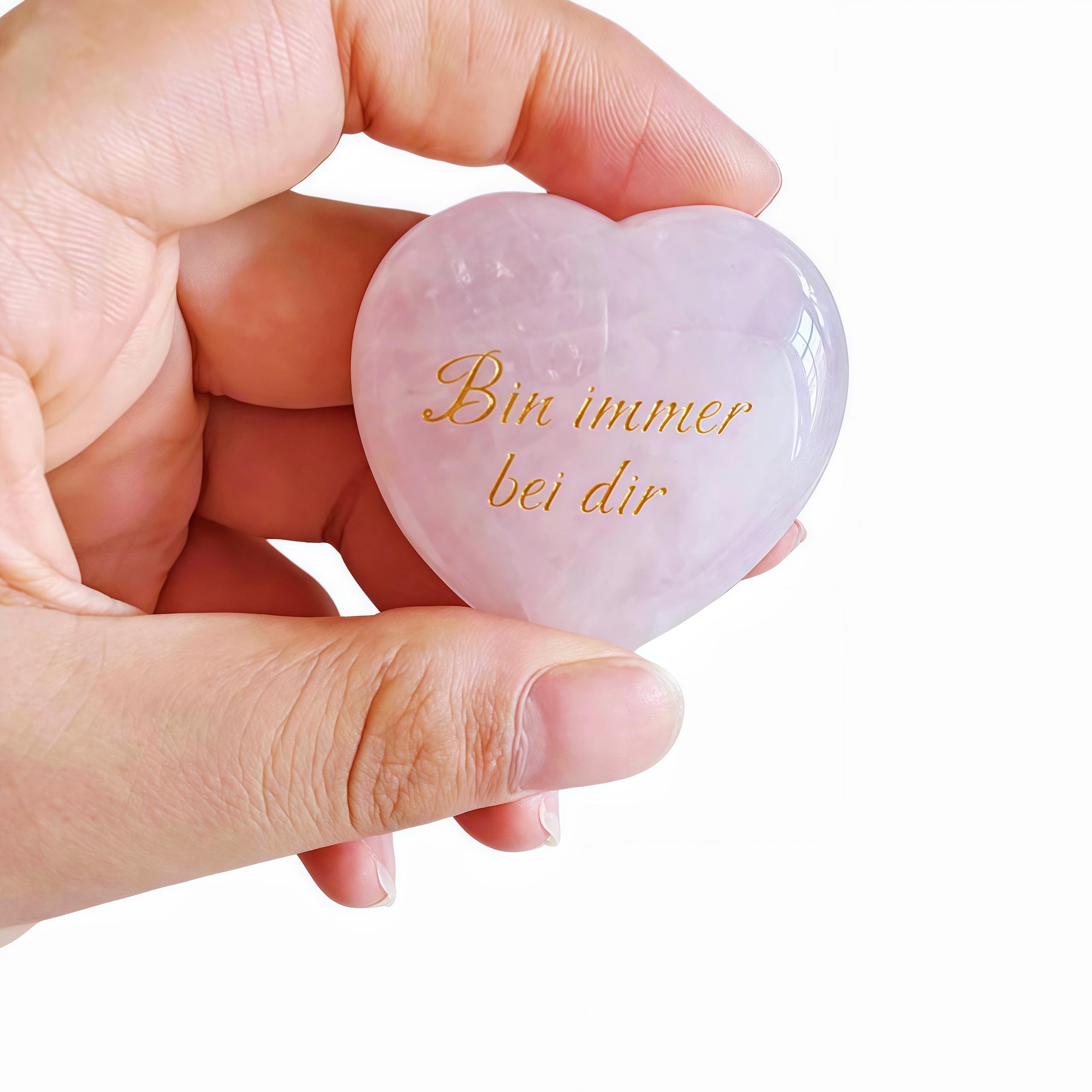 ARZASGO rose quartz heart engraved with Love—perfect gift and energy reminder.