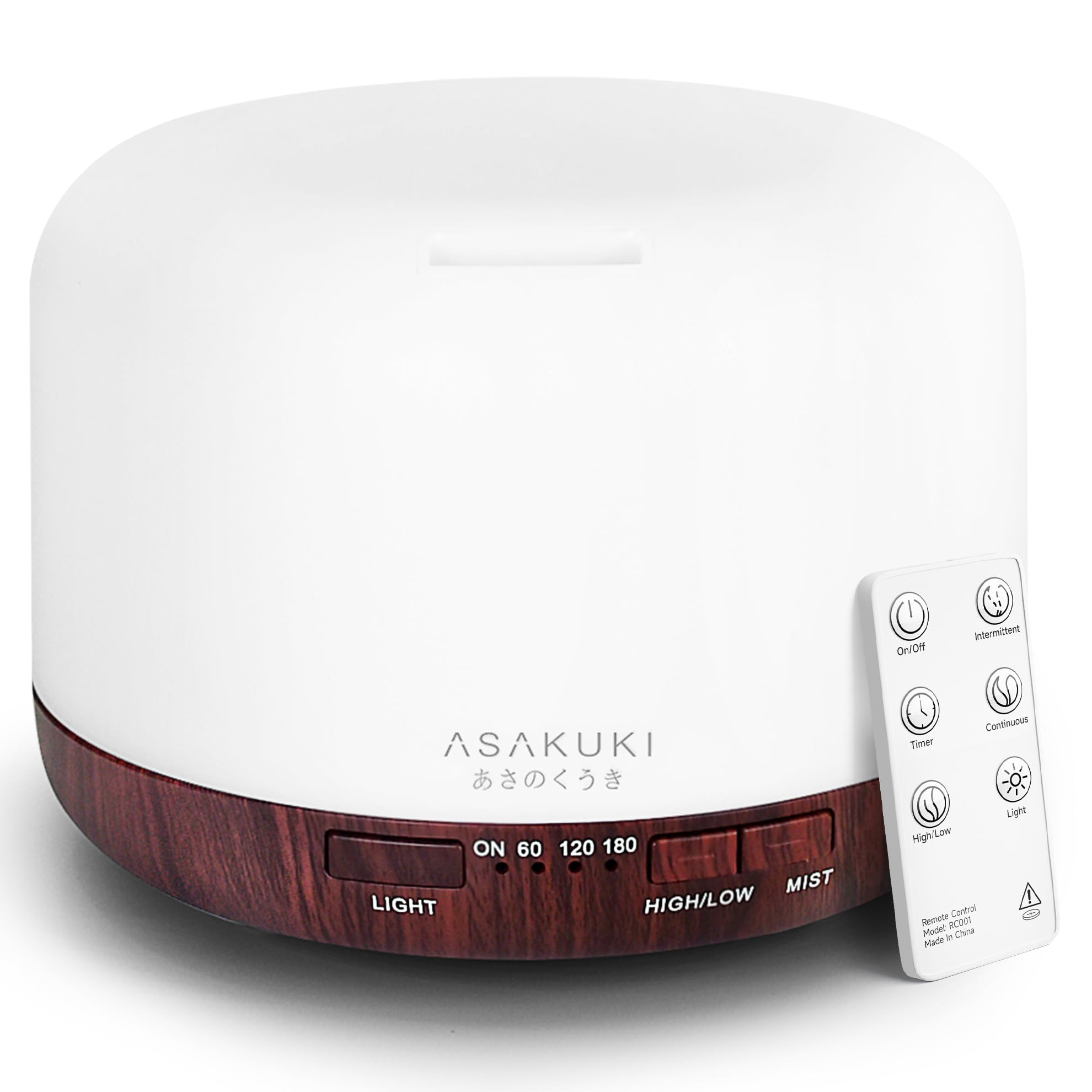 ASAKUKI Diffuser 500ml mist provides quick aroma diffusion in large rooms.