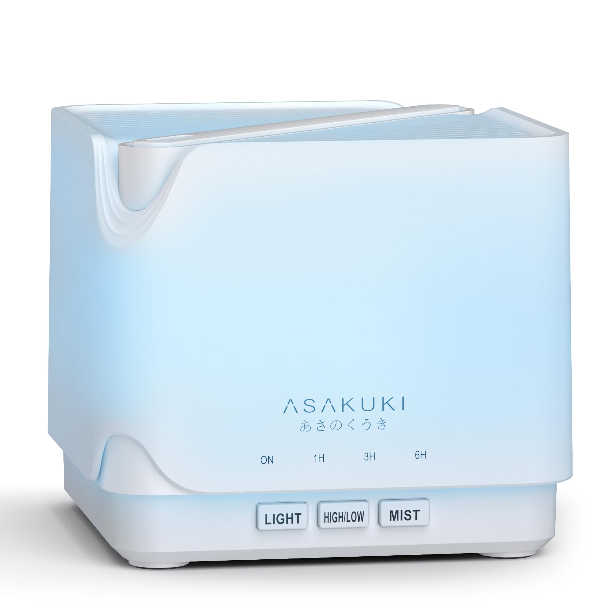 ASAKUKI diffuser front view with 700 ml tank for extended aroma sessions.