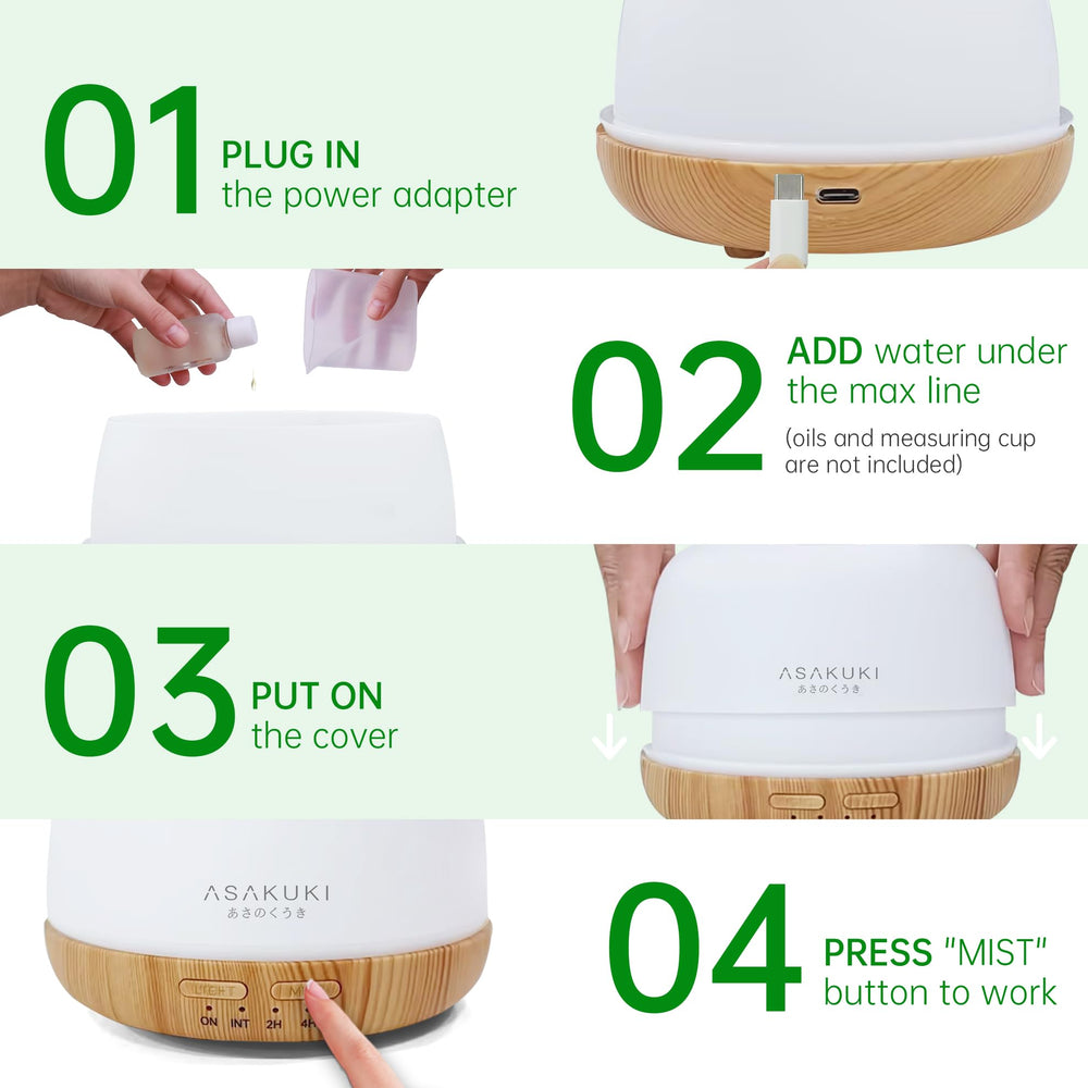 ASAKUKI diffuser features waterless auto shut-off for safety.