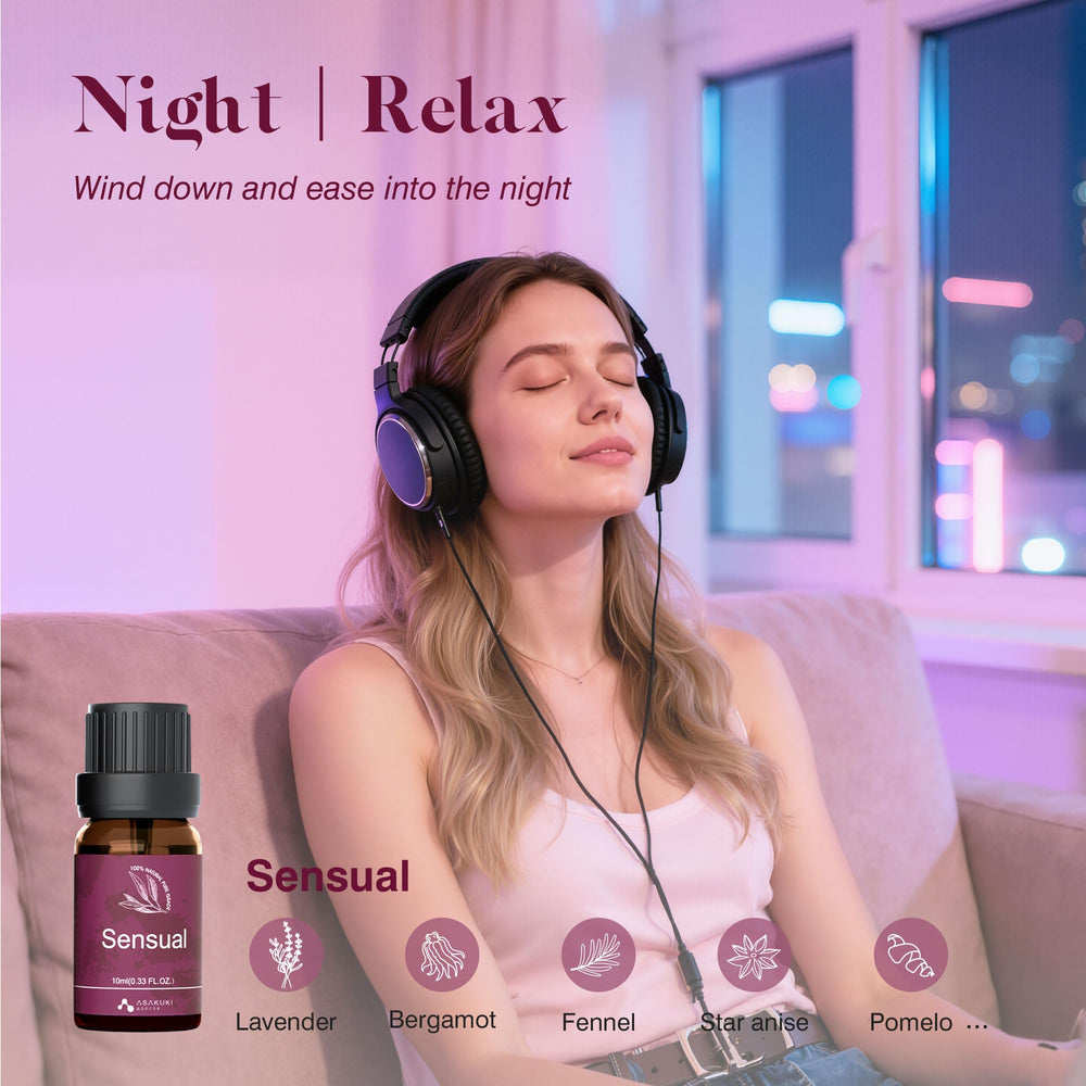ASAKUKI aceites para difusor: dormitorio tranquilo para descansar mejor.