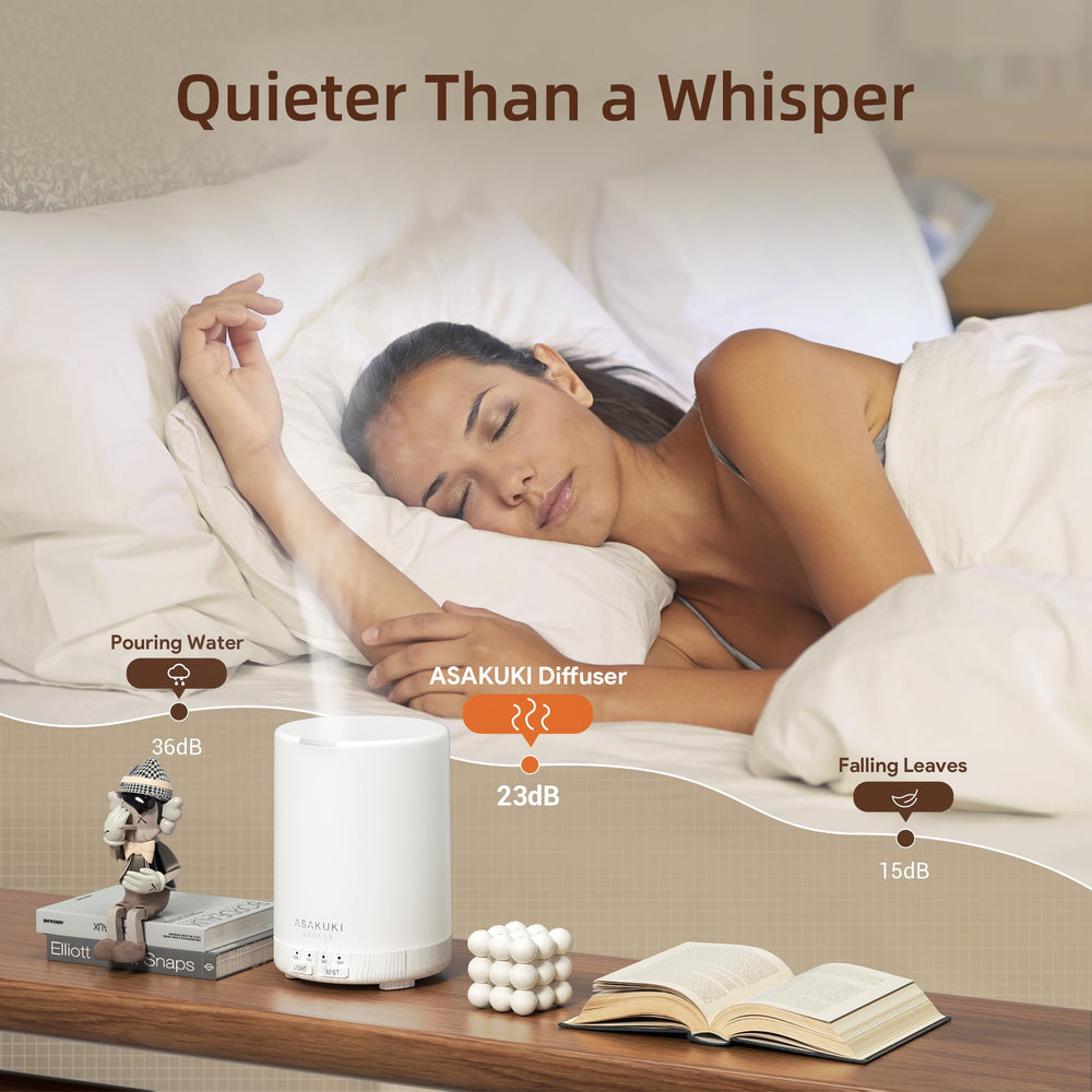 ASAKUKI difusor con bajo ruido, ideal para dormir sin interrupciones.