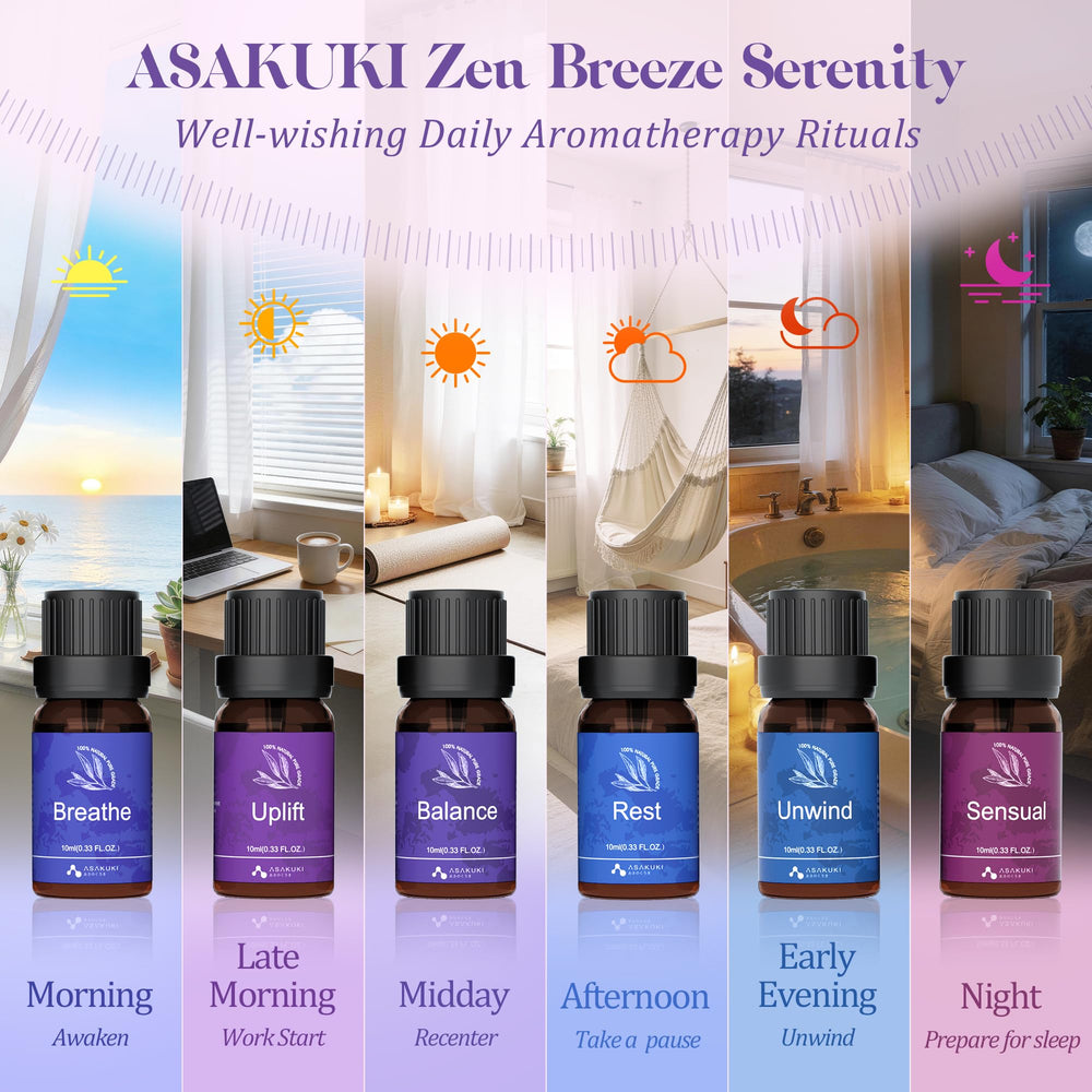 ASAKUKI aceites para difusor: mezcla Animo para mejorar el ánimo del hogar.