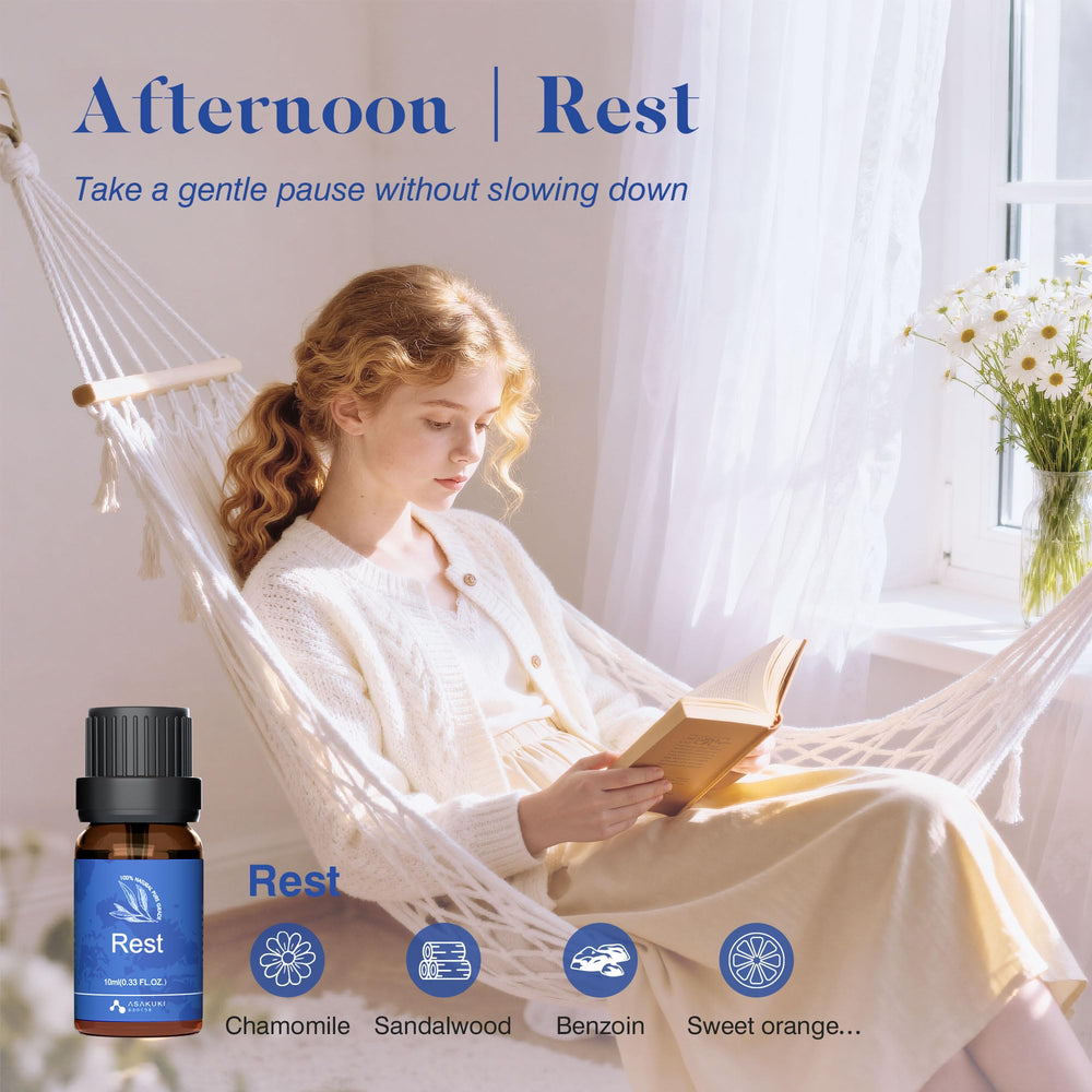 ASAKUKI aceites para difusor: mezcla Descanso para noches tranquilas y reparadoras.