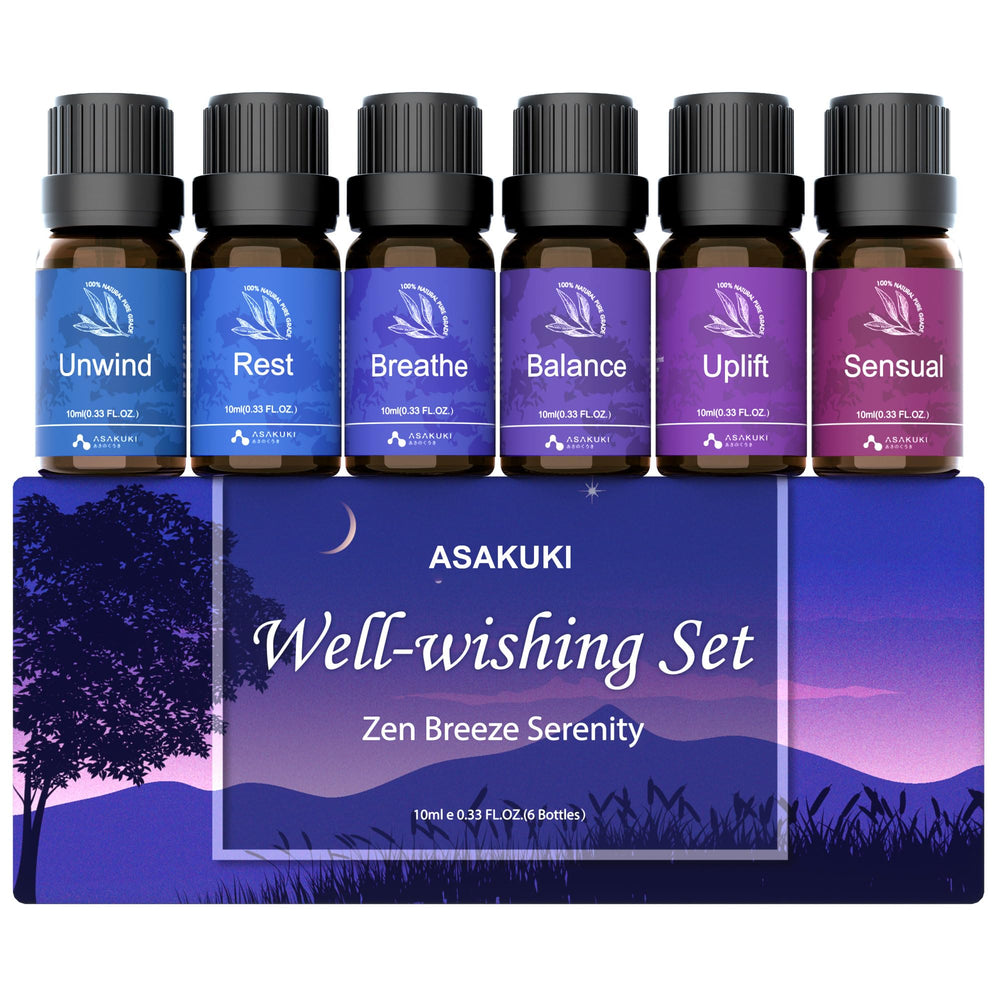 ASAKUKI aceites para difusor: mezcla Respira para un ambiente fresco y revitalizante.
