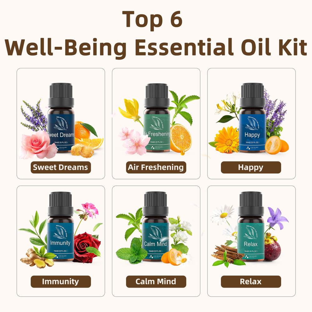 ASAKUKI essential oil set Relax Immunity for calming aromas