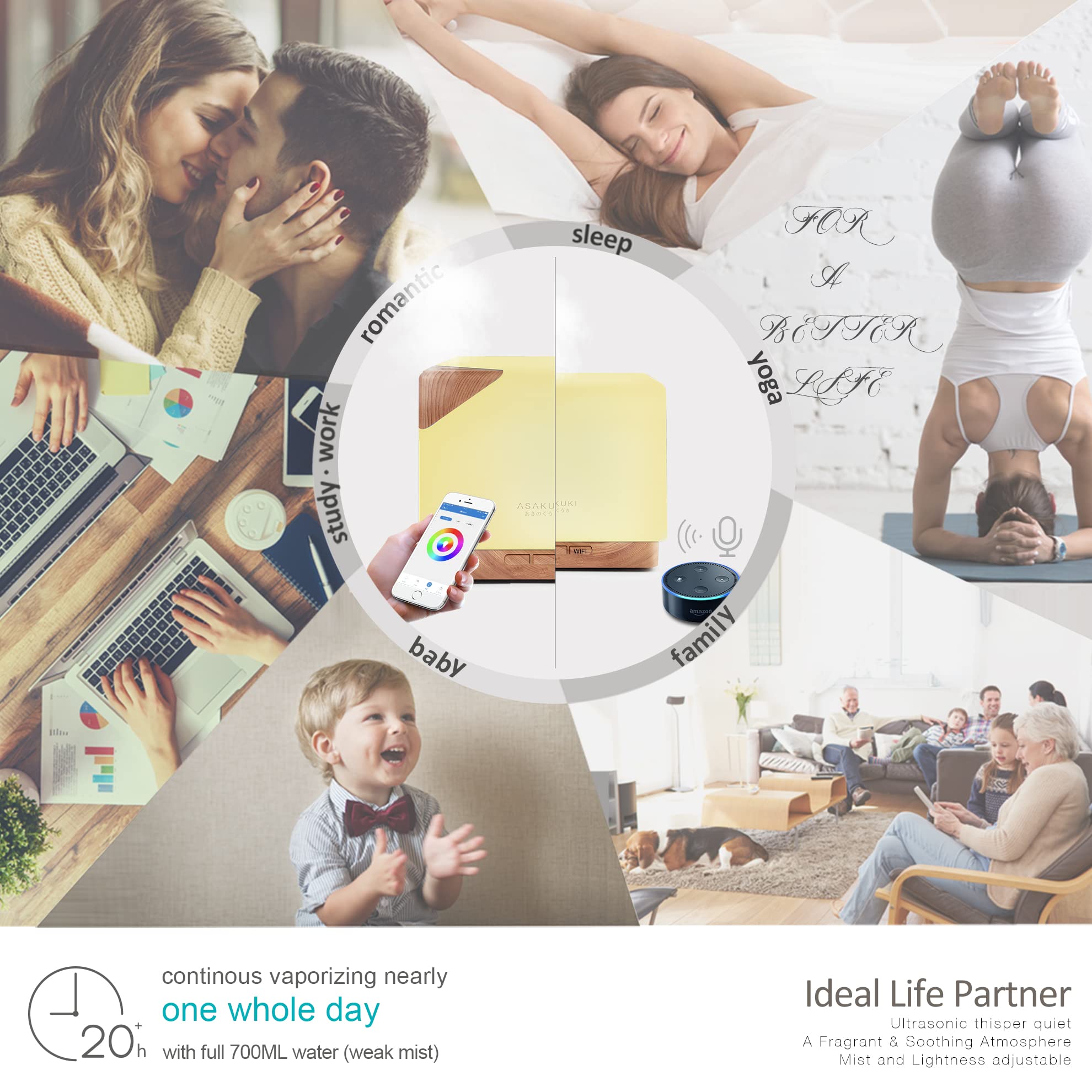 ASAKUKI diffuser voice-control enables hands-free operation.