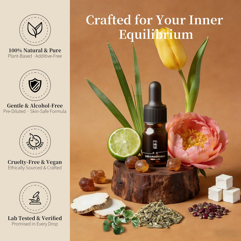Solace essential oil bottle with built-in dropper for easy direct application.