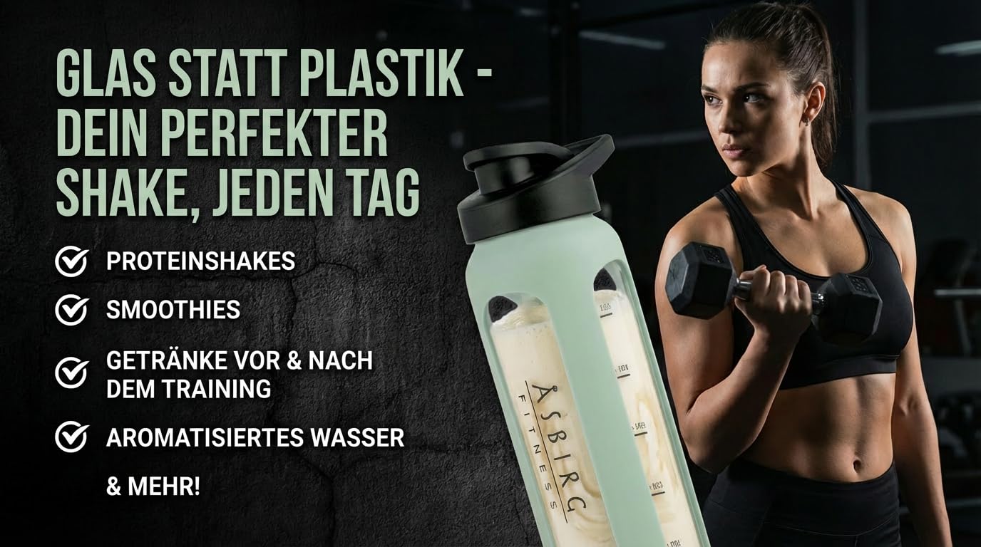 Asbirg Fitness shaker lid highlights a leakproof seal for on-the-go use.
