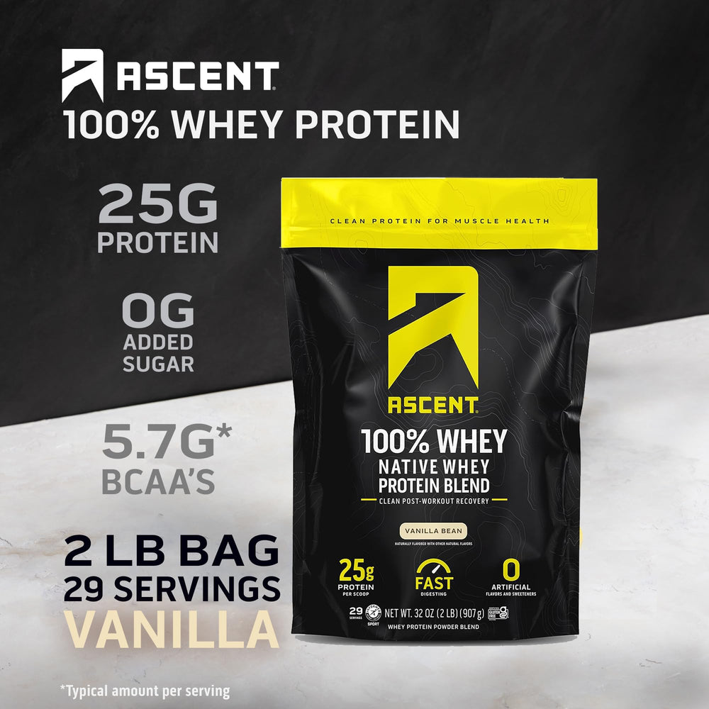 Ascent 100% Whey Protein scoop enables precise, quick servings