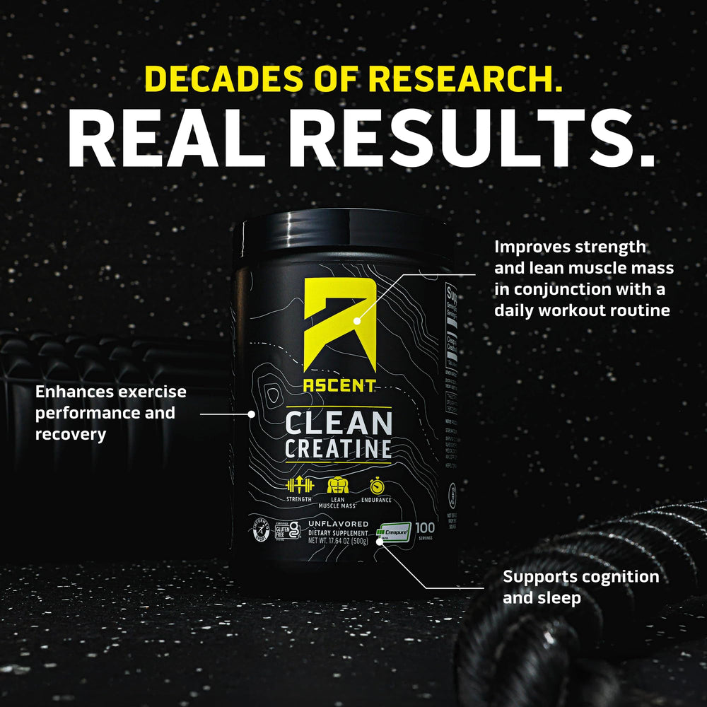 Ascent Clean Creatine scoop with powder ready for daily use