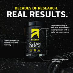 Ascent Clean Creatine scoop with powder ready for daily use